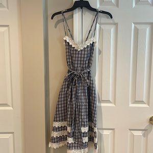 Anthropologie Women’s Sundress blue and ivory size 4 moulin eye soeurs